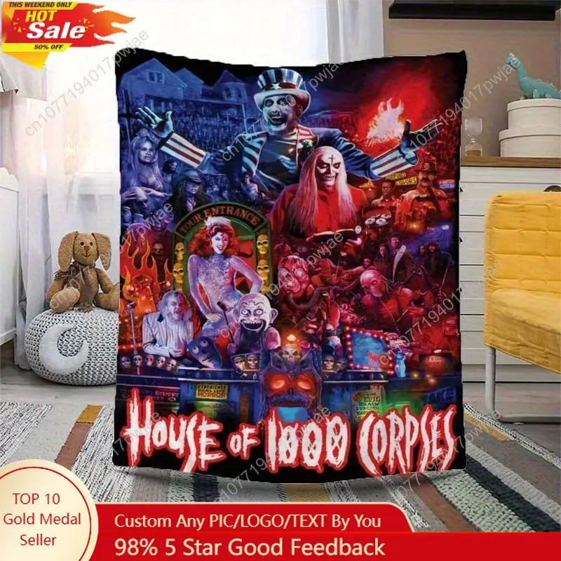 

Horror Movie Throw Blanket -All-Season Soft Couch Bed Office Decor - Gift Horror Fans Machine Washable Polyester ustom Blankets