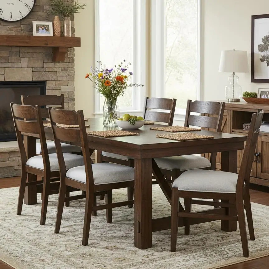 

Деревянный обеденный стул ALVA с тканевым сиденьем, набор из 6 шт., современный стул для столовой со спинкой в фермерском доме, по индивидуальному заказу