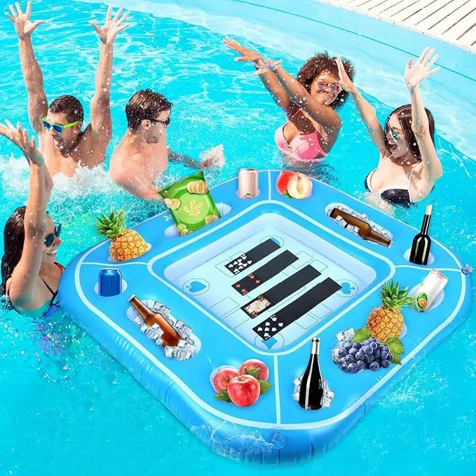 プールラフト インフレータブルライドオン 遊び 水の楽しみ 折りたたみ PVC インフレータブル ボードゲーム スナック ドリンク フローティング 夏 水泳 シーサイド ビーチ