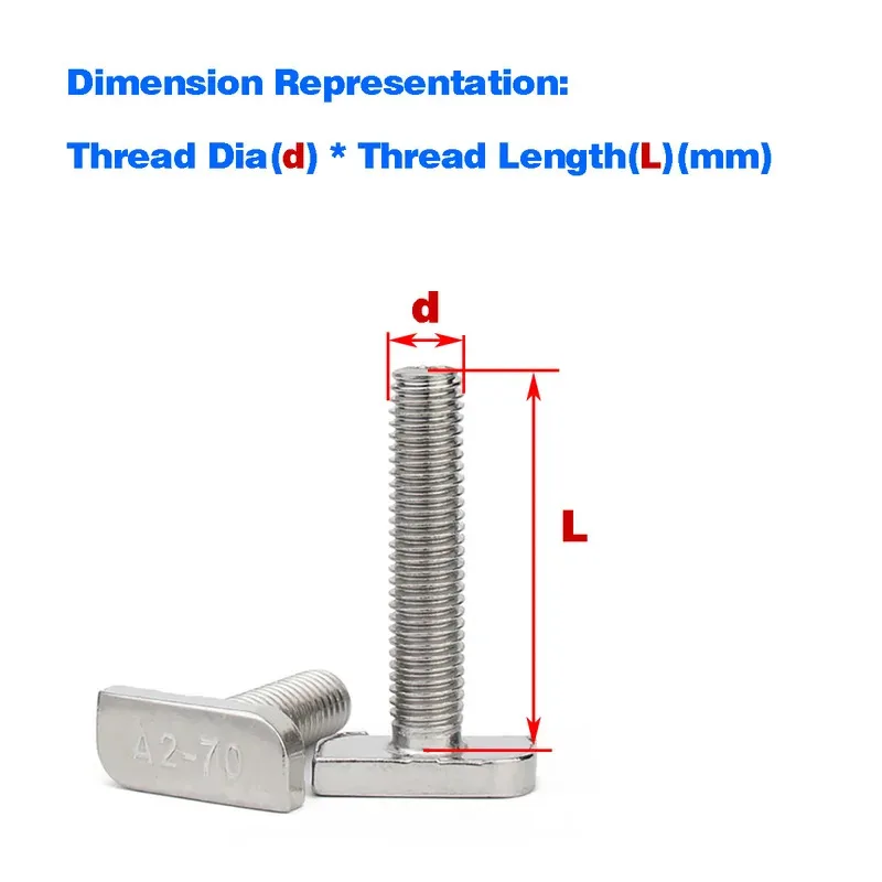 T Slot Bolt 304 Stainless Steel for Aluminum Extrusion Channel and Industrial Frame Assembly Flexible Mountinn Industrial Frames