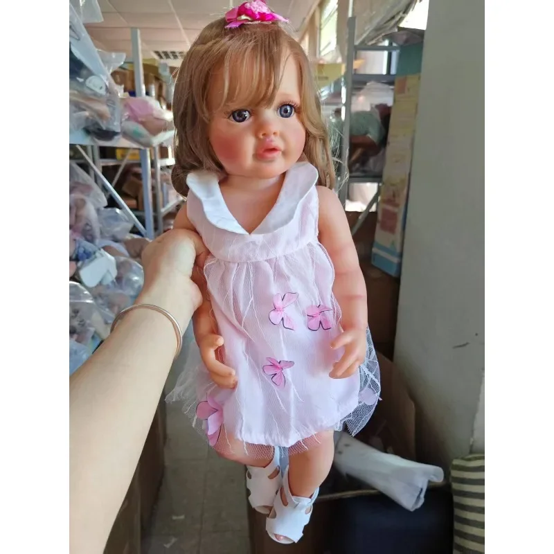 55CM Betty Full Body Soft Vinyl Reborn Toddler Curly Hair Princess Lifelike Baby Doll Christmas Gift for Grils
