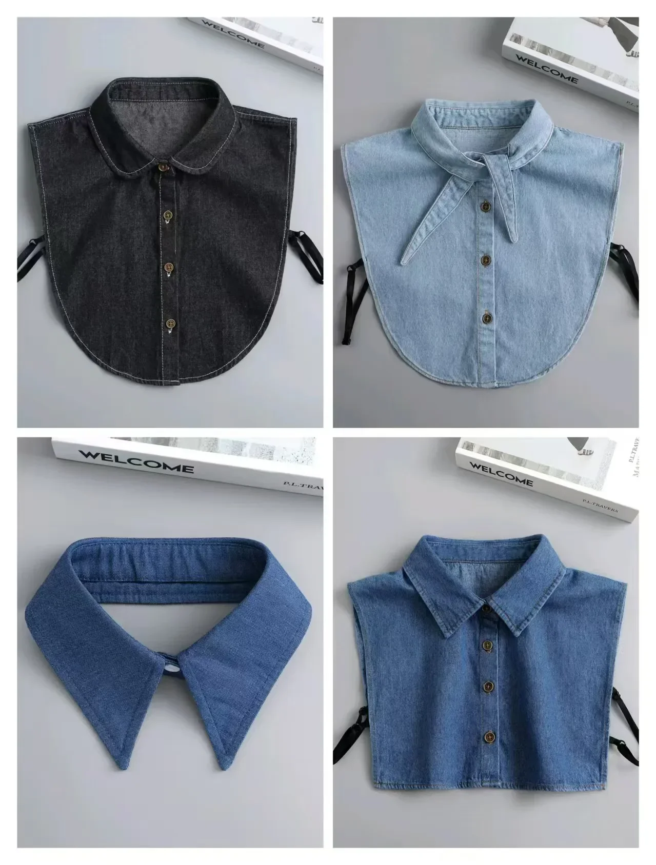 Mode Jeans hemd gefälschten Kragen Vintage solide abnehmbare Hemd Kragen falsche Revers Bluse Top Frauen Kleidung Accessoires Mädchen