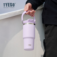 Tyeso Large-Capacity Thermoses Handle Vacuum Cup Dual-Drink Coffee Mug Stainless Steel Ice Cup Car Bottle Hot Cold Retention