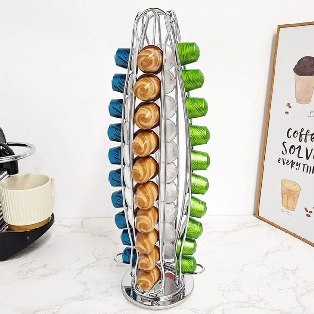 40 Pills Rotatable Coffee Capsules Pod Holder Capsule Coffee Rack 360 Degree Display Storage Rack Living Room Decorations