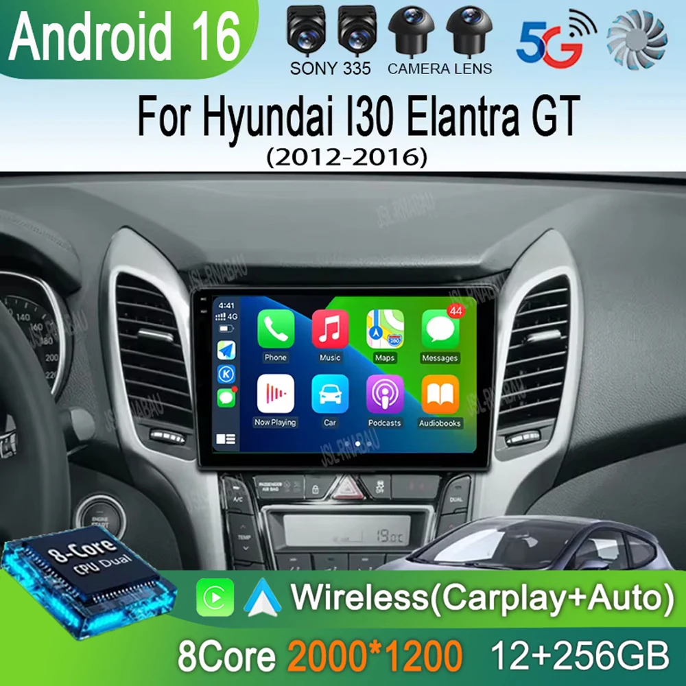 

Автомагнитола Android 16 Carplay для Hyundai I30 Elantra GT 2012-2016 с GPS-навигацией, мультимедийным плеером и 4G стереосистемой