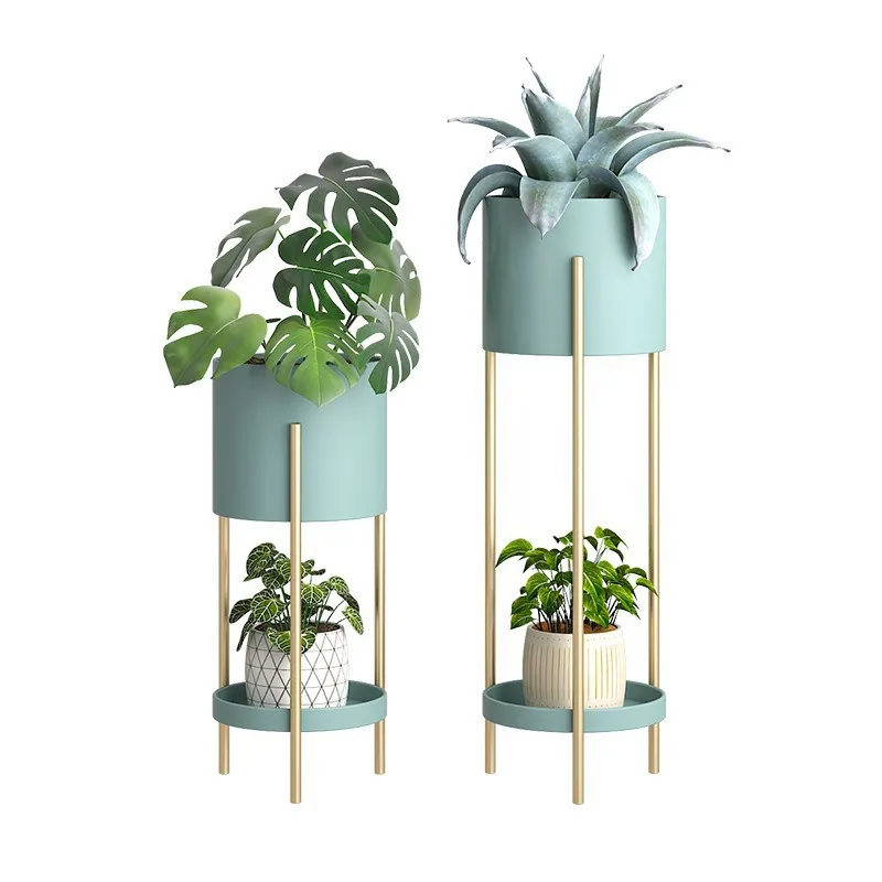 

Nordic light luxury wrought iron flower stand small apartment creative indoor multi-layer floor-to-ceiling flower pot stand