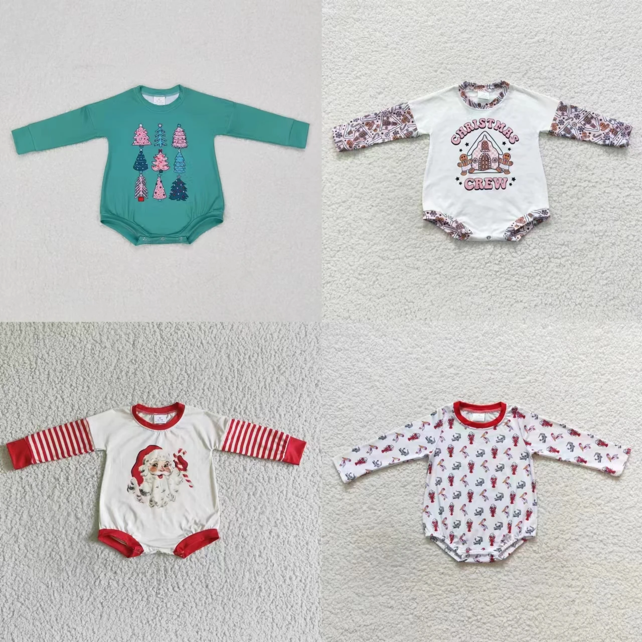 

Wholesale Christmas Santa Tree Newborn Bubble Onesie Baby Girl Boy Romper Children Jumpsuit Kids Toddler One-piece Clothes