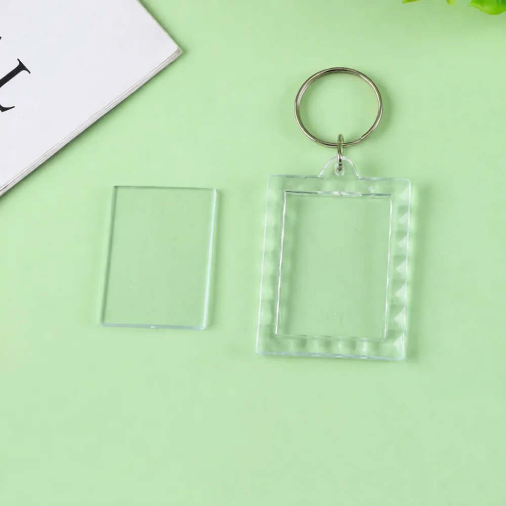 Acrylic Photo Keyring Blank Insert Picture Frame Crafting DIY Custom Key Chain Elegant Car Interior Decoration