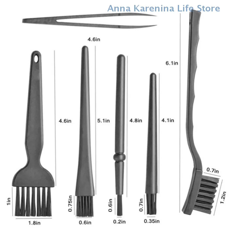 6 pezzi piccoli accessori portatili antistatici per la pulizia delle spazzole per la polvere del telefono del computer