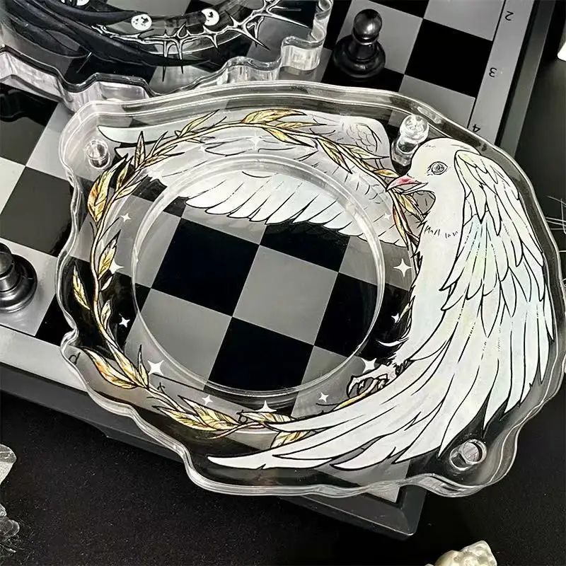 Black Crow White Feather Acrylic Jibei Brick Display Stand Grain Storage Decorative Item For Anime And Gaming Collectibles