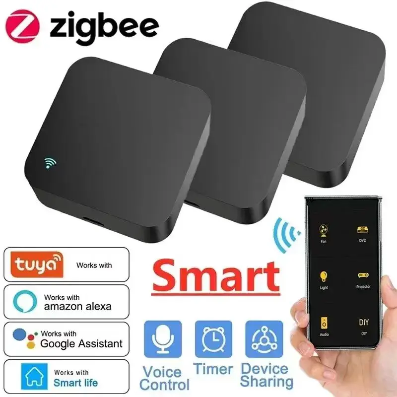 Zigbee WiFi Remote Control Universal Infrared Tuya Smart Home Remote Controller for TV DVD Works For Google Home