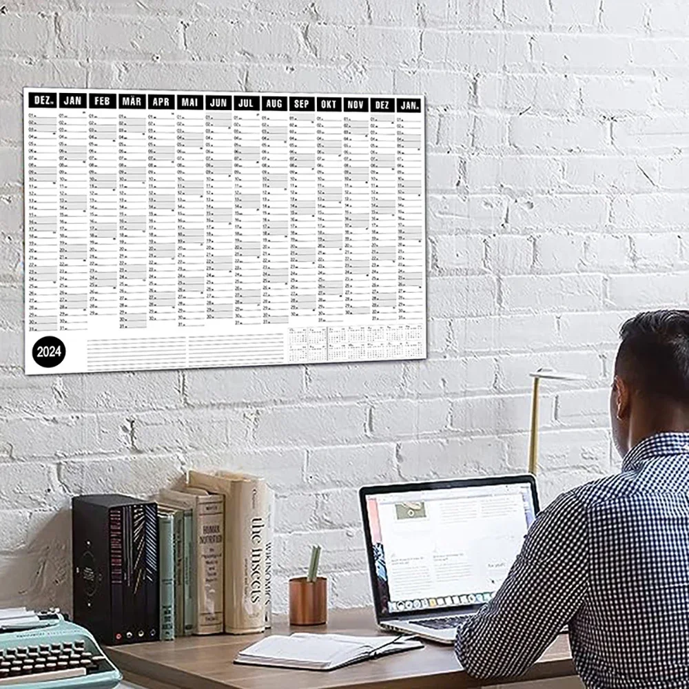 تقويم معلق على الحائط مع ورق أسود ، مخطط يومي ، مذكرة للقيام بالقائمة ، منظم ترتيب جدول الأعمال ، 2022