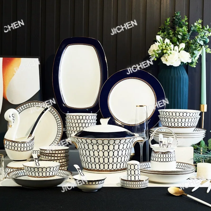 

Эстетическая приятная столовая посуда, полный набор дизайна, роскошные тарелки с чашами, обеденные наборы, дизайнерский итальянский обеденный набор Vajilla Porcelana