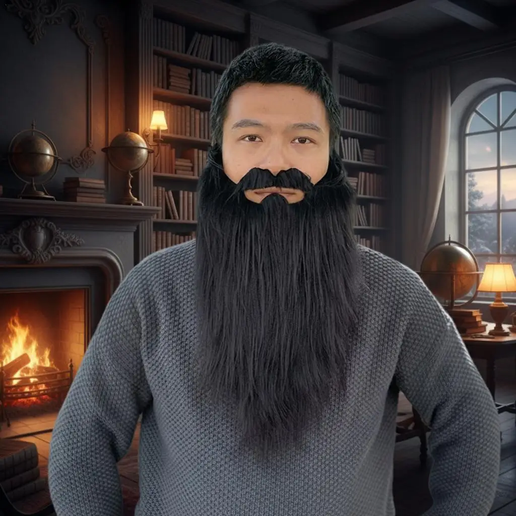 مضحك حزب الشارب زي الذكور رجل هالوين اللحية عيد الفصح تأثيري الدعامة لوازم الوجه تمويه لعبة الشارب الأسود الإمدادات #1