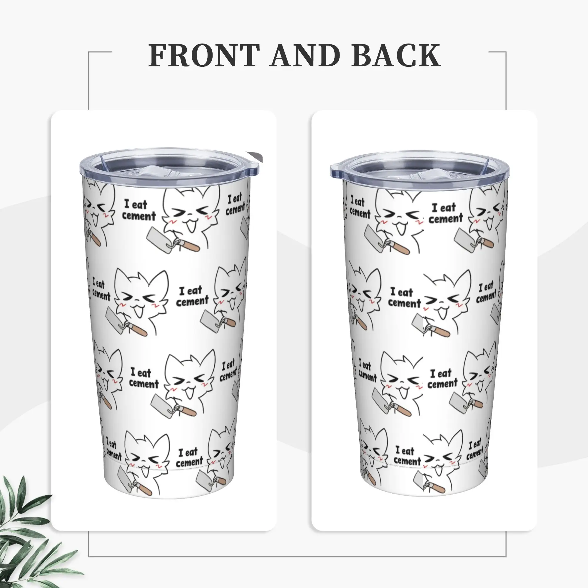 Boykissers Silly Insulated Tumbler with Straws Lid I Eat Cement  Vacuum Thermal Mug Office Home Water Bottle Cups, 20oz