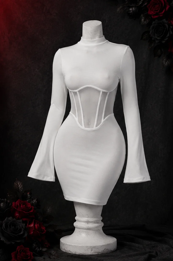 【Fragments.One Choice, No More Choices.】Vintage Aesthetic Cutout Waist Backless White Sexy Hip Skirt