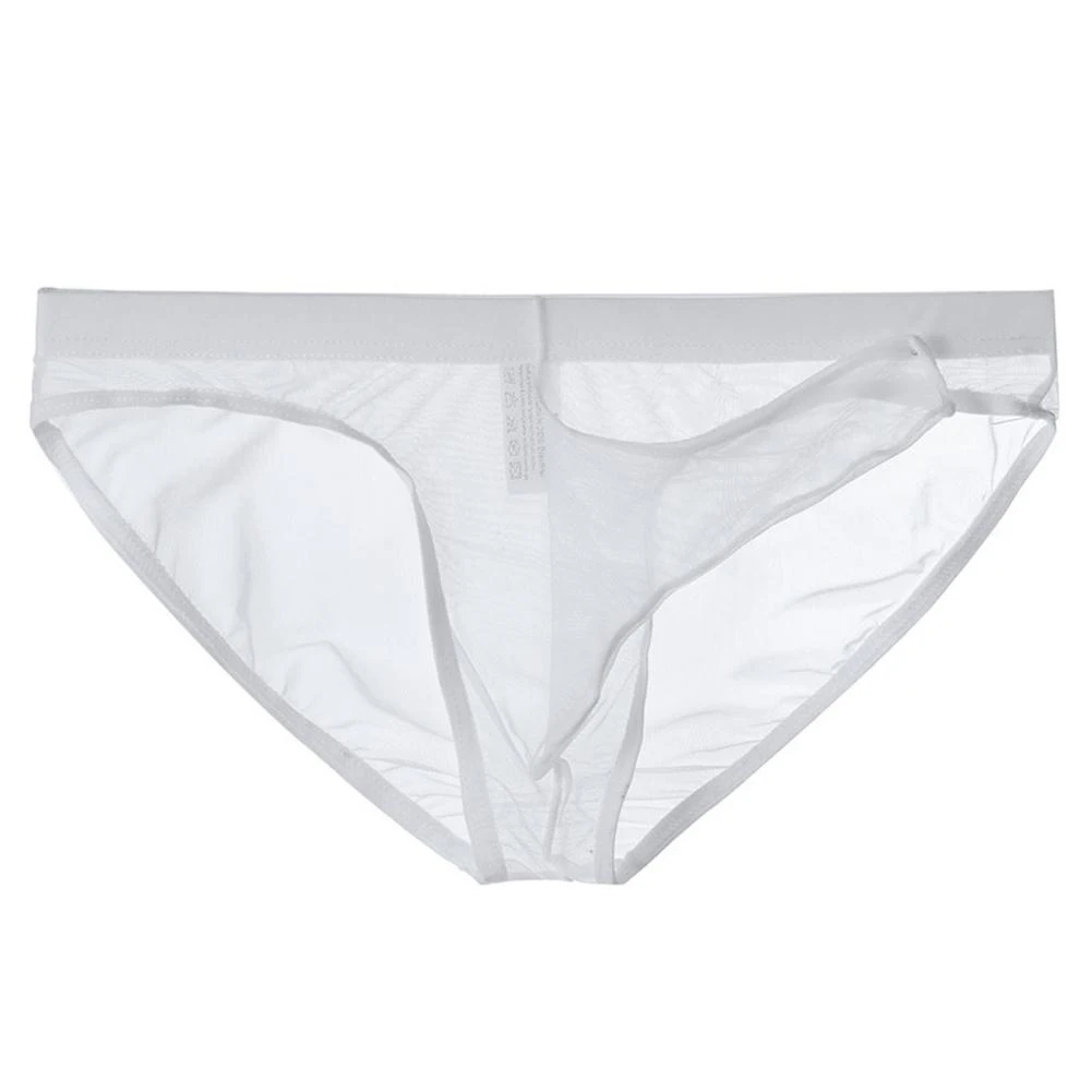 

Men Breathable Mesh Underwear Transparent Elephant Nose Briefs Thin Quick Dry Low Waist Underpants for Active Wear