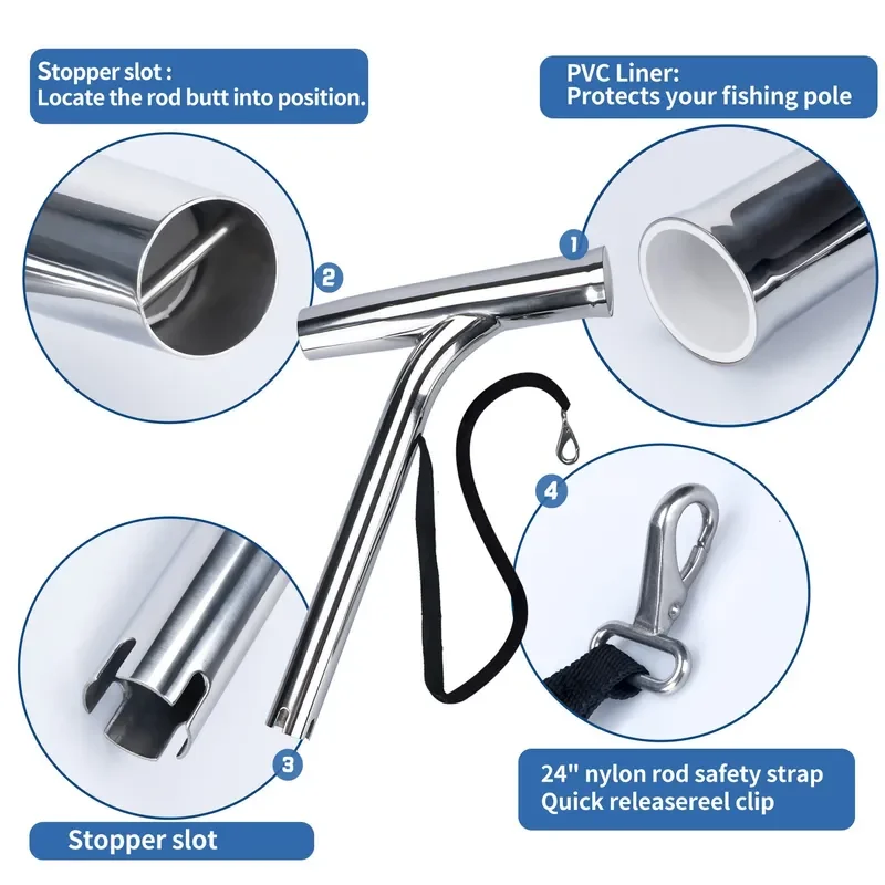 Stainless Steel Yacht Fishing Rod Holder Marine Boat Bracket Socket Deck Mount Rack Accessories for Sea Angling Outdoor Gear