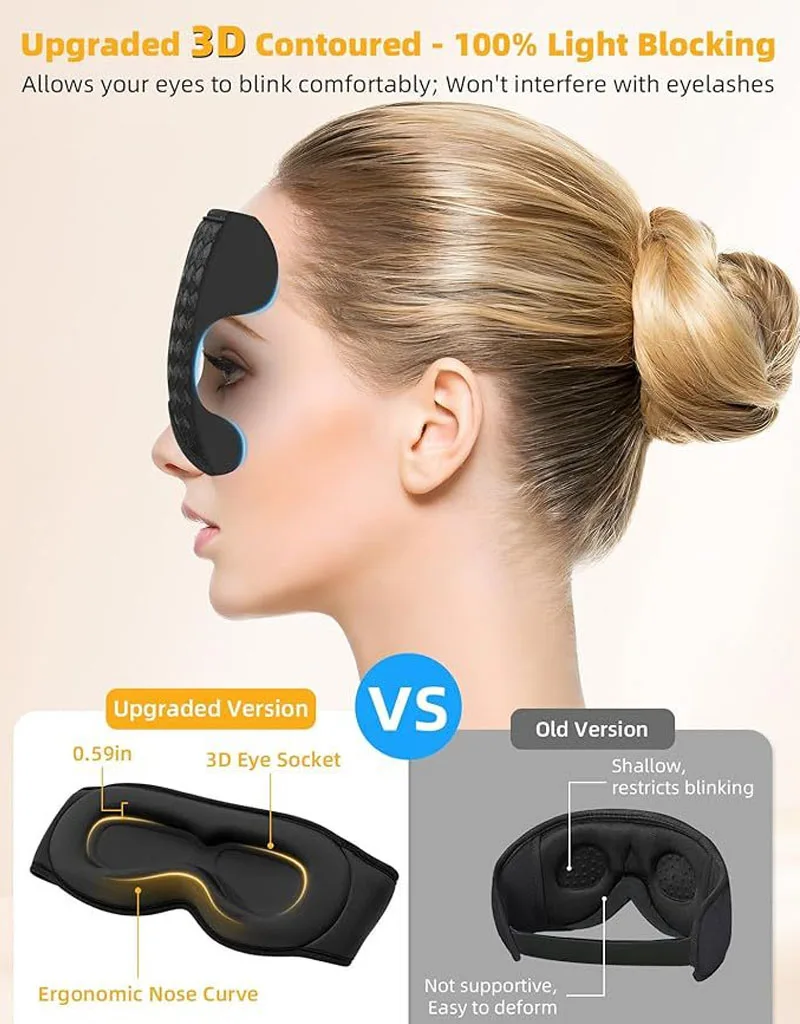 Bluetooth Sleeping Headphones 3D Eye Mask Travel Music Play Soft Elastic Breathable Stereo Music Earphones with HD Microphone