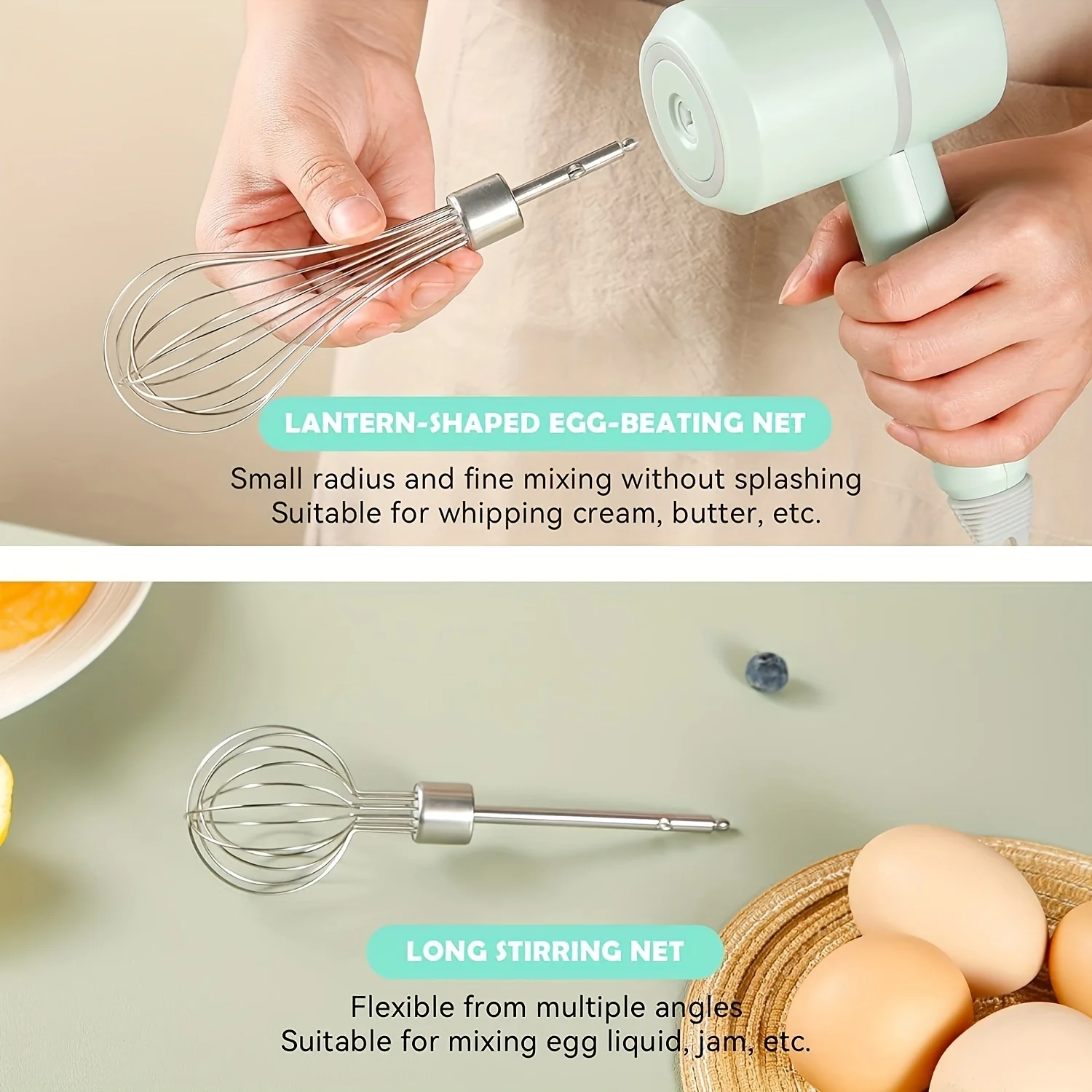 3-Speed  Hand Mixer,  Handheld  With Whisks Beater,  Kitchen Cake Blender For Prep Baking Supplies Eggbeater