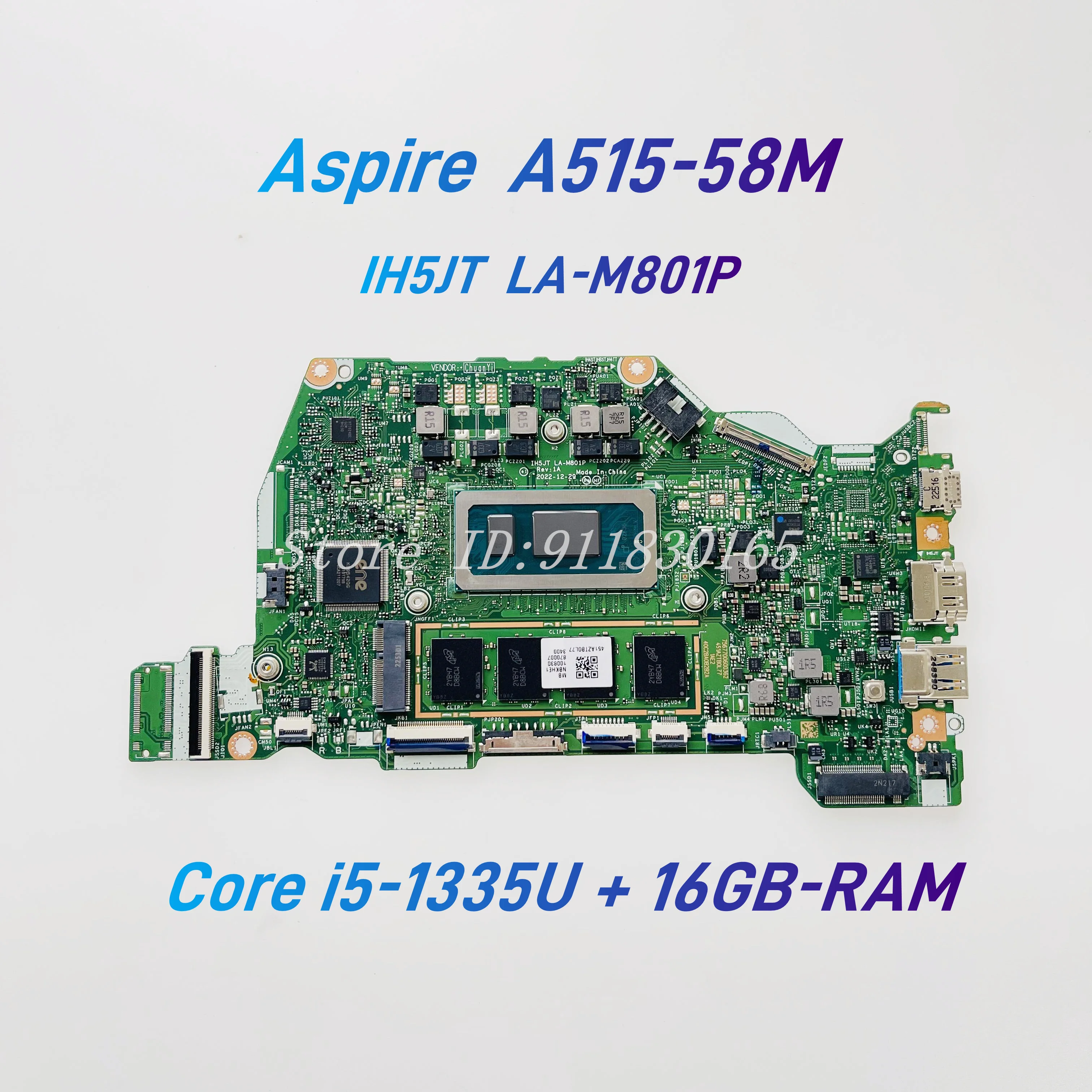 

Смартфон IH5JT, материнская плата для ноутбука с процессором i5-1335U, 16GB-RAM, NBKHE11008 NB.KHE11.008, 100% рабочий