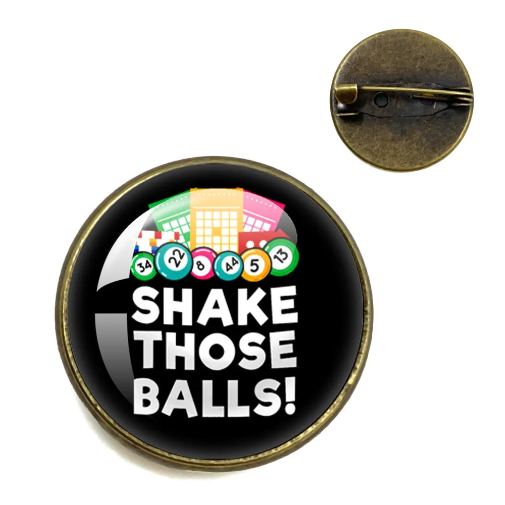 Bingo Queen Shake Die Ballen Spel Grappig Bingo Bal Patroon Broche Glas Cabochon Broche Charme Sieraden Geschenken