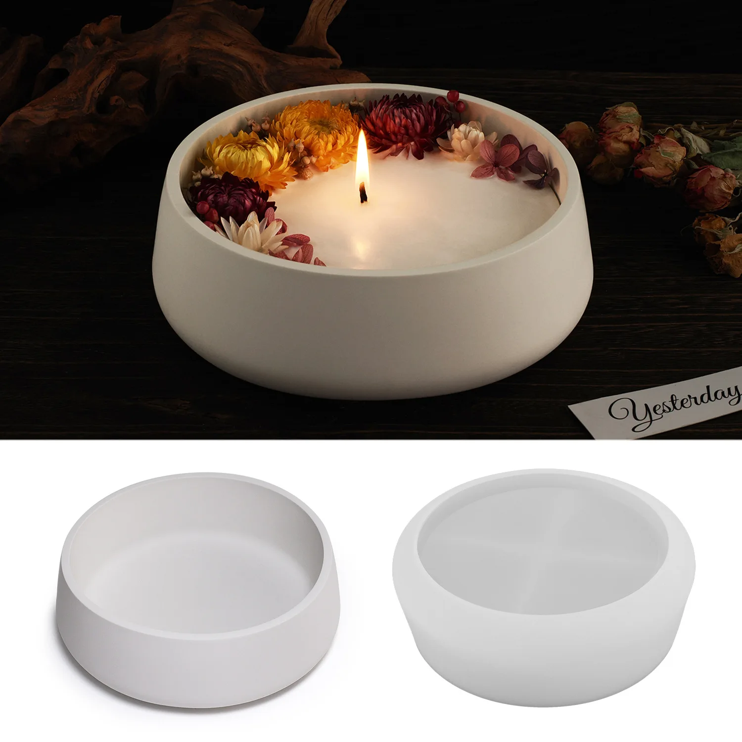Large Silicone Molds for Concrete Bowl,Round Concrete Candle Jar, Terrazzo Planters, Epoxy Resin Molds, Striped Round Basin Mold