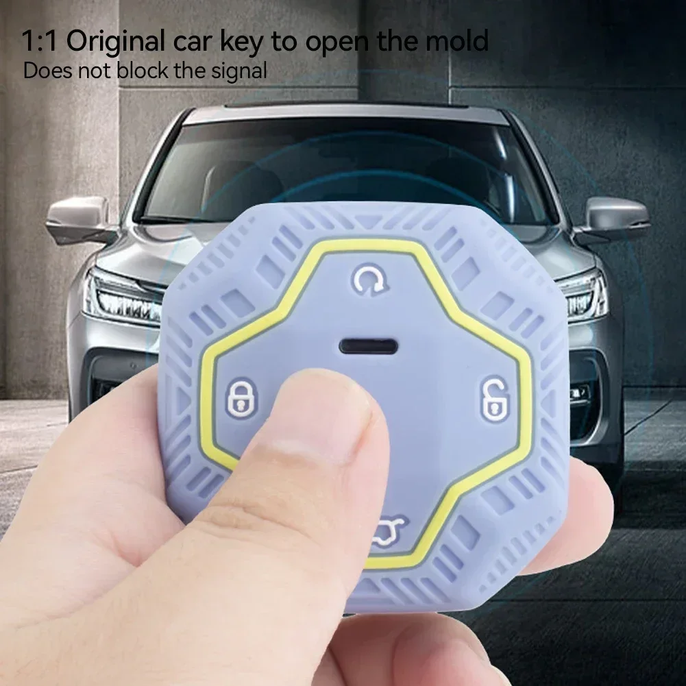 Silicone 4 Button Car Key Cases Cover Keychain Folding Key Fob Protection For Chery Jetour T2 Traveler 2023 2024 Car Accessories