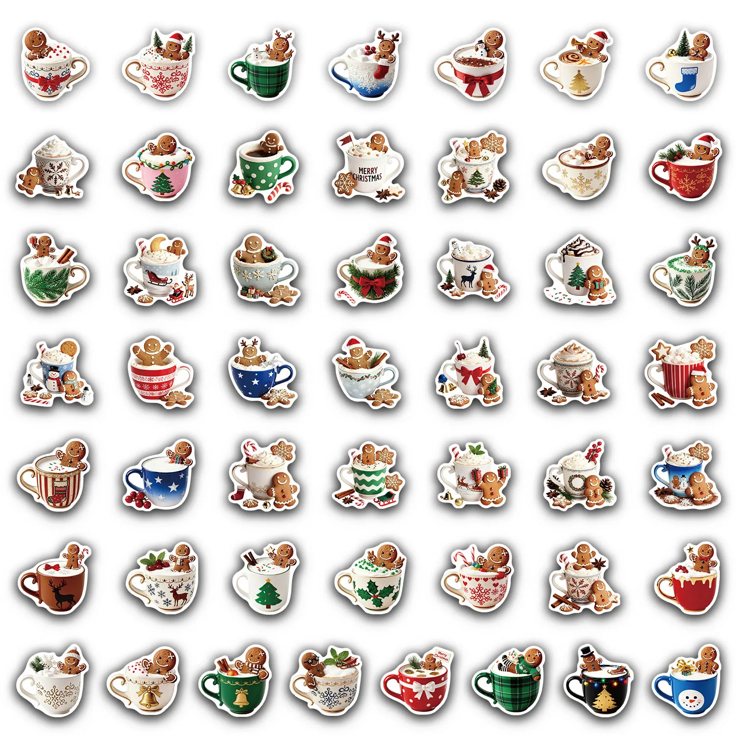 50PCS Weihnachten Kaffee Spaß Aufkleber DIY Telefon Fall Laptop Wasser Tasse Computer Spielzeug Aufkleber