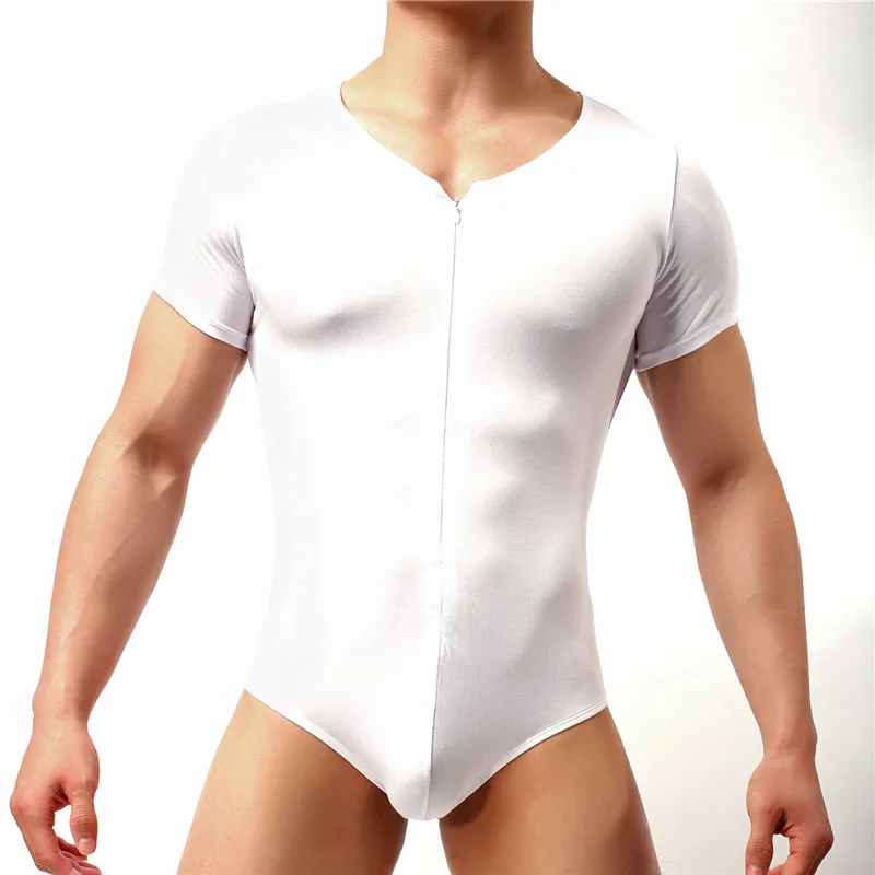 Justaucorps à manches courtes avec fermeture éclair pour homme, maillot de corps, combinaison de batterie, corset de sport, fitness, musculation, sous-vêtement de lutte