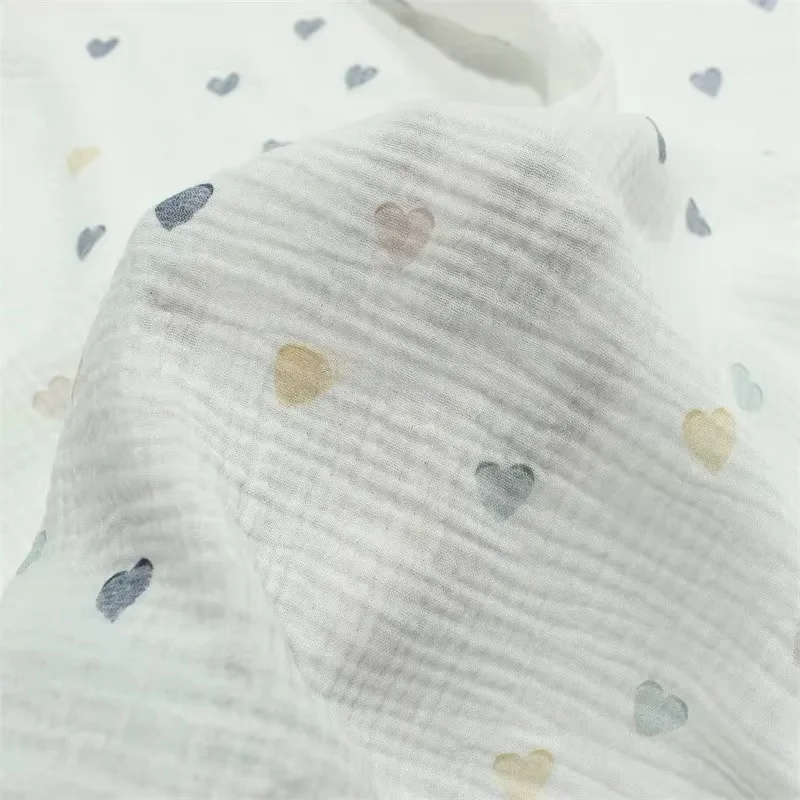 135x50 سنتيمتر لينة ملونة الأزهار القلب القطن مزدوجة الشاش النسيج ، ملابس الأطفال ، منامة ، ملابس المنزل النسيج الخياطة القماش