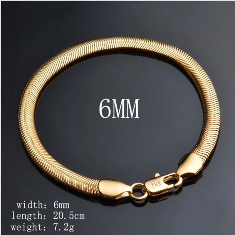 New Fine 925 sterling silver plated 18K gold 6MM soft snake bone Chain Bracelets for Women men Fashion Party Gifts noble Jewelry