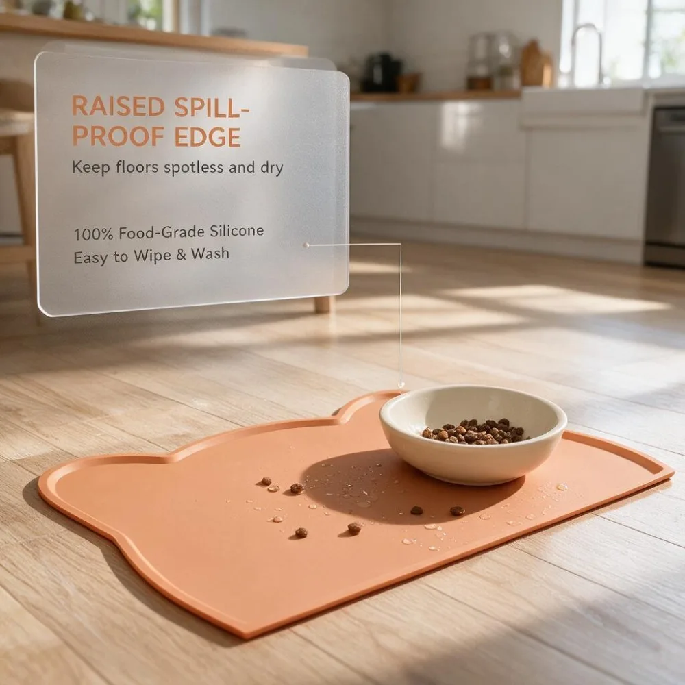 NEW Anti-Slip Pet Silicone Feeding Mat Easy To Clean Washable Cat Food Mat Dirty Resistant Tableware Mat for Cats and Dogs