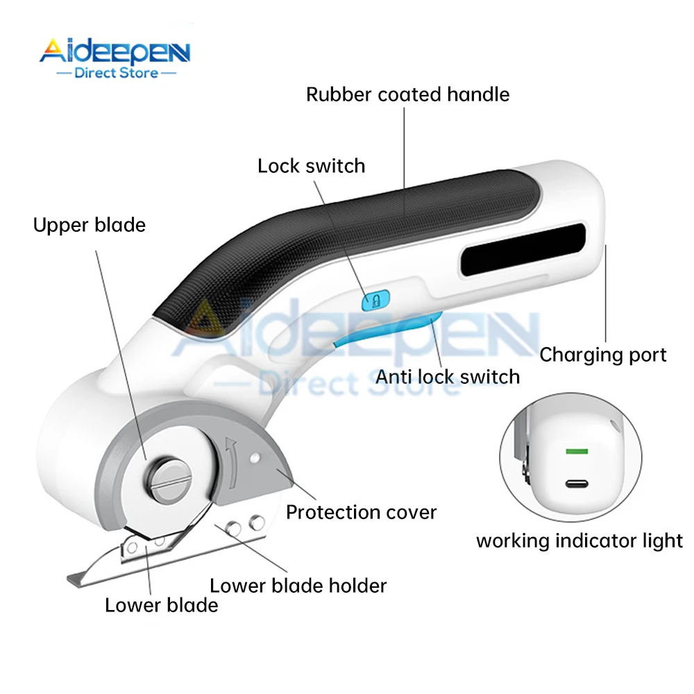 Multifunctional 3.6V Electric Scissors Fabric Cutting Machine Leather Scissors With Tungsten Steel Blades USB Rechargeable Tool