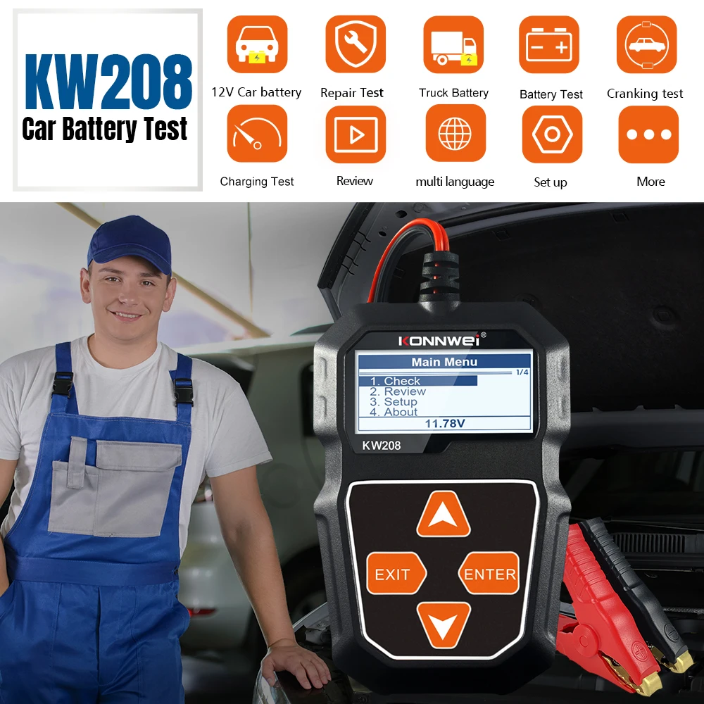 Battery Load Tester - KONNWEI KW208 Testeur de batterie automobile