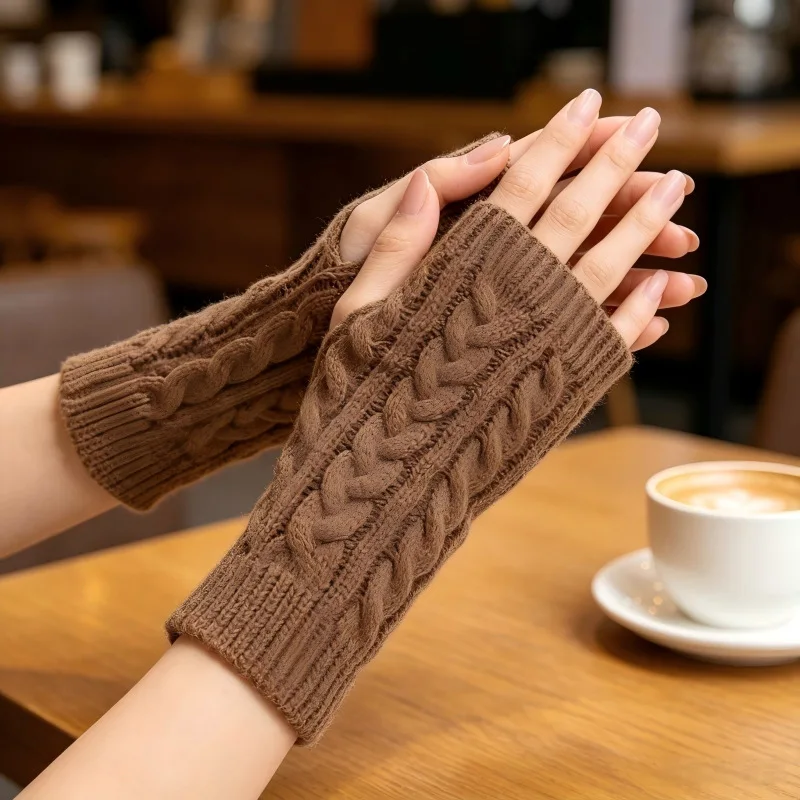 NEW Women Hand Warmer Winter Gloves Fashion Knitting Faux Wool Mitten Warm Fingerless Glove Gants Femme women gloves ﻿