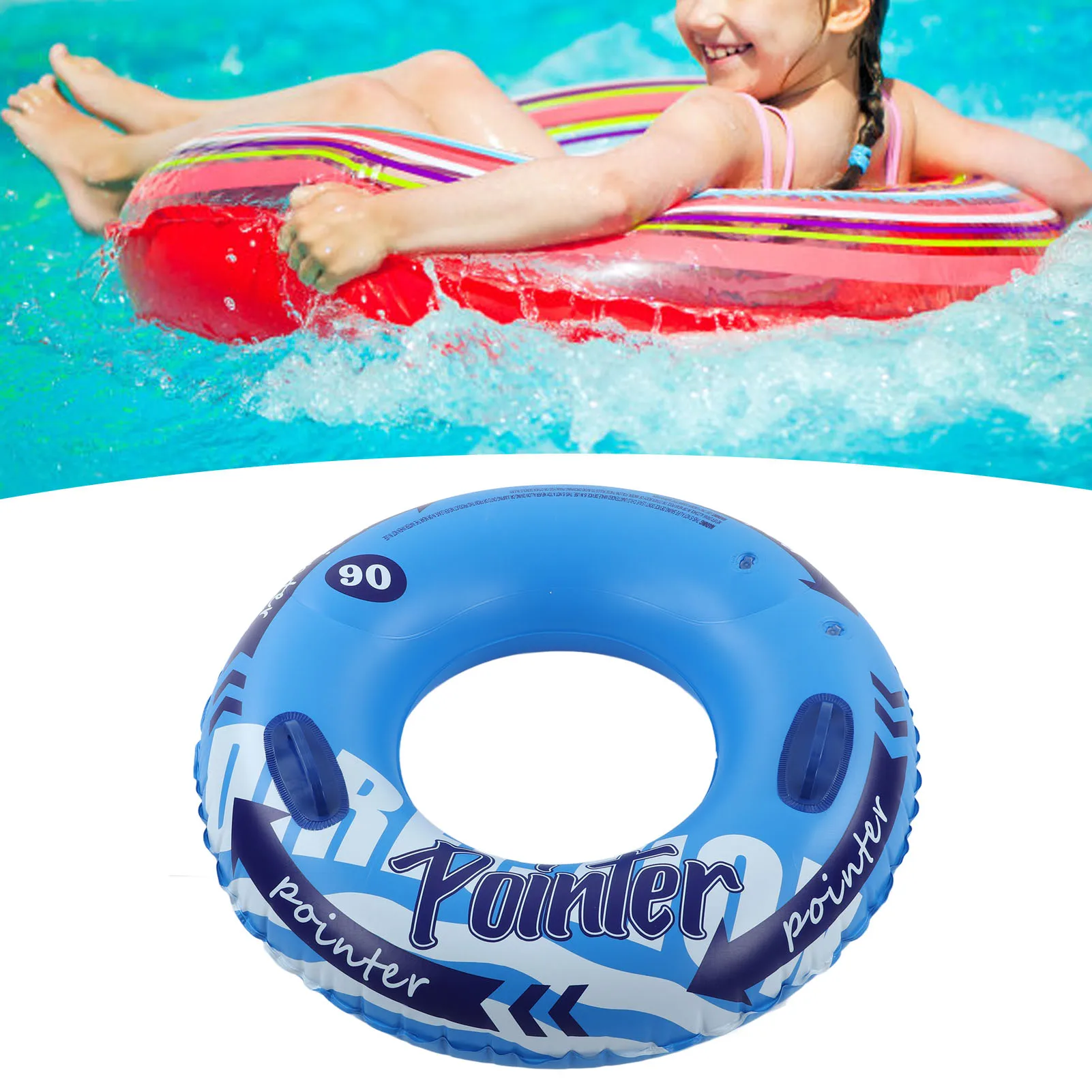 Inflatable Swimming Ring Thickened PVC Leakage Proof Double Valve Swim Tube With Handle For Pools Bathtubs Beaches