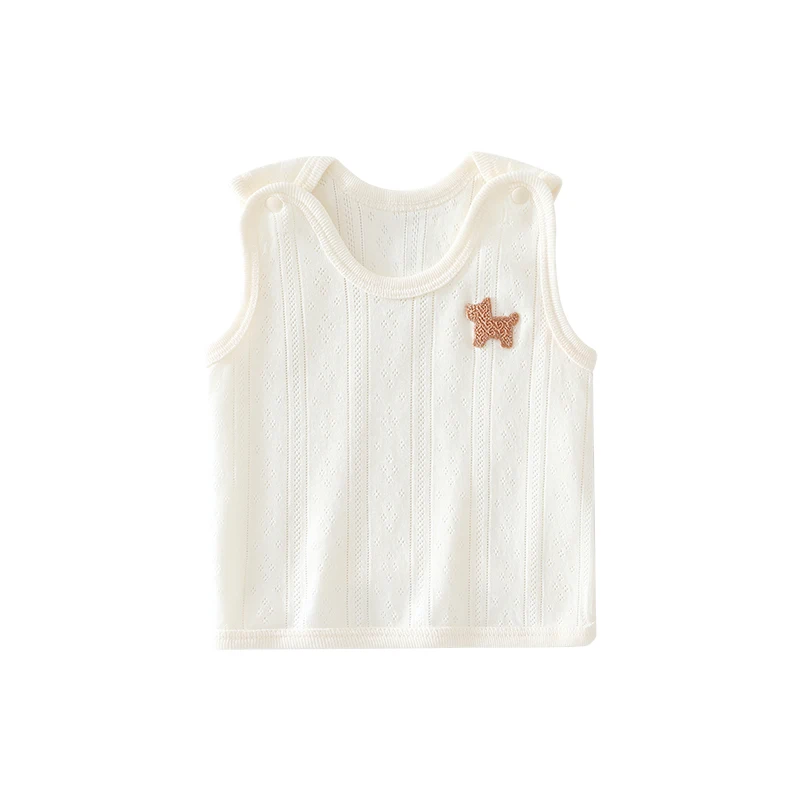 Baby Vest Summer Pure Cotton Seamless Newborn Clothing Infant Half-Back Top Newborn Full-Month Outfit Jacquard Top