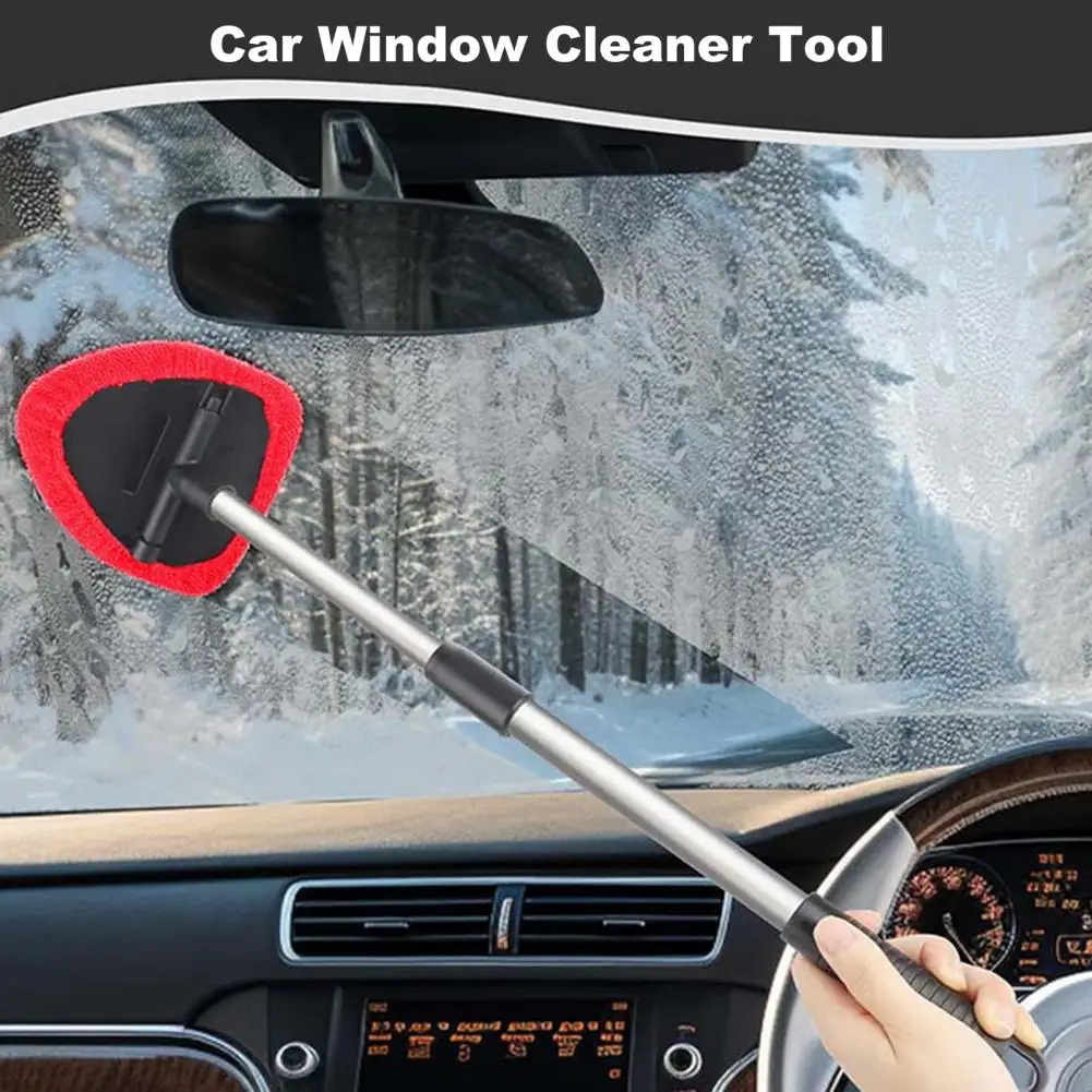 Car Window Cleaner Windshield Cleaning Brush with Long Handle No-Scratch Microfiber Towel Auto Glass Mirror Wand Care Kit