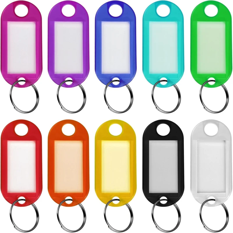 100 Pcs Key Ring Label Tags Plastic Keys Holder and Identifier Name Number Address Information Label Card, For Hotel Supplies