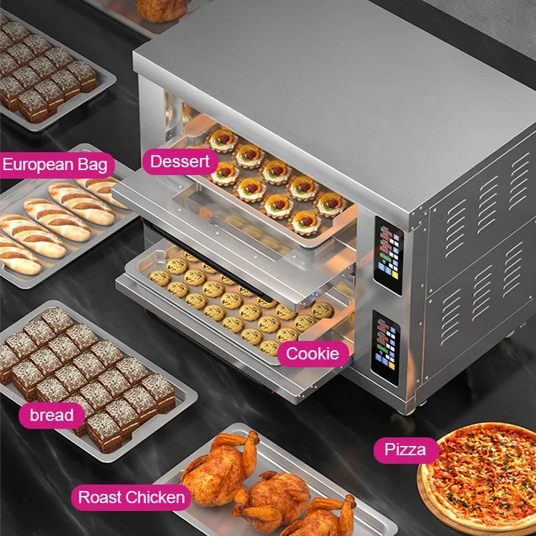 Commercial Baking Pizza Electric Gas Double 3 Desk 6 Trays Commercial Oven Industrial Bread Oven