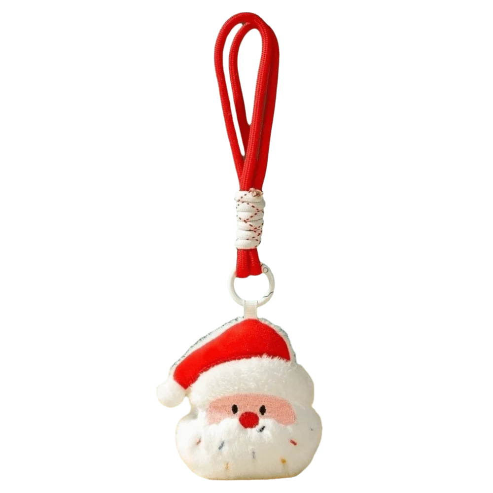 Fluzzy Polyester Christmas Keychain Santa Claus Cartoon Key Pendant Tree Woven Rope Keyring Festival