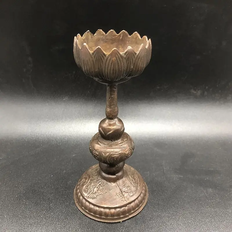 Antique Miscellaneous Collection Daqing Qianlong Year Dragon and Phoenix Candle Holder Wax Holder Single Price