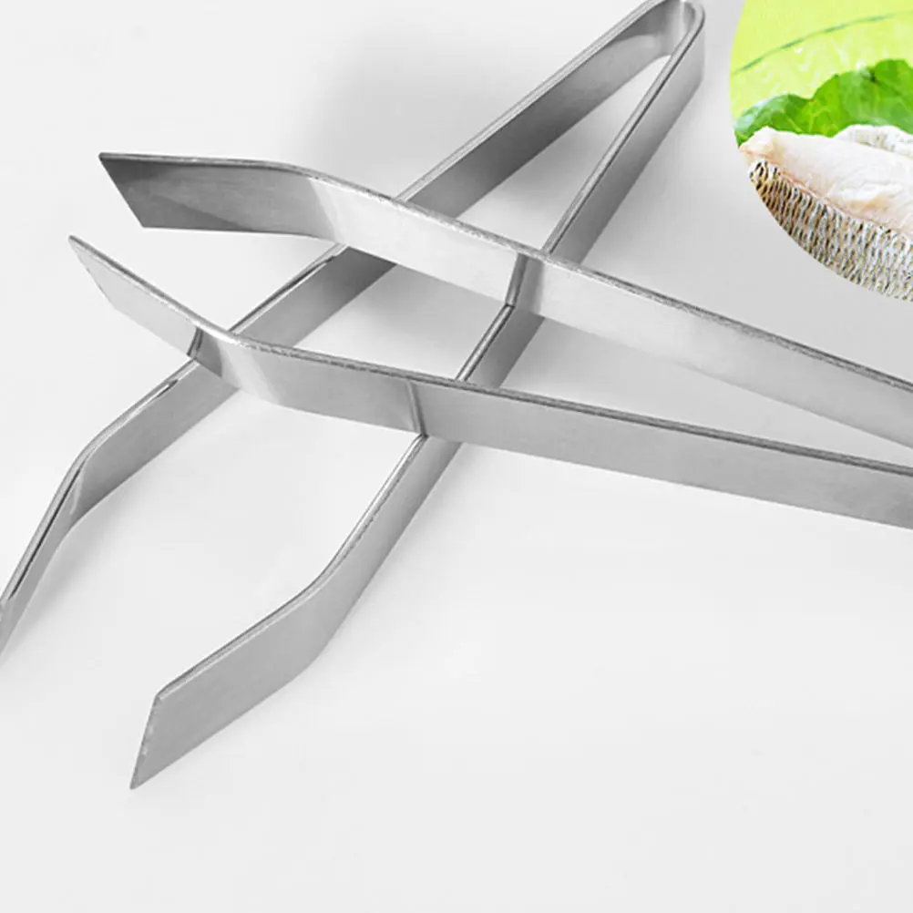 

4pcs Food Tweezers Stainless Steel Fine Tip Manual Remover for Fish Bones Pig Hair Plucker Kitchen Safe