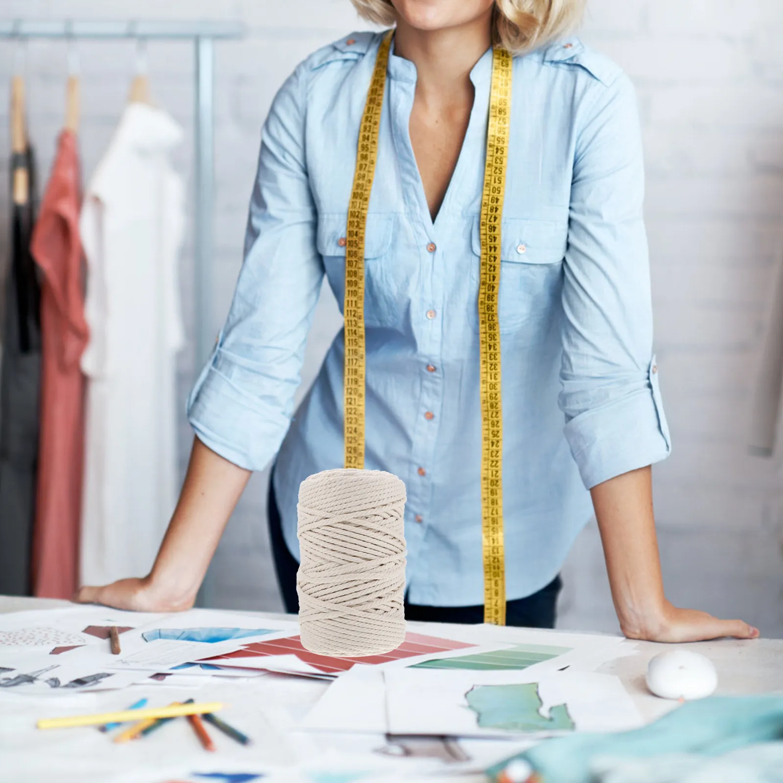 

Рулон белого хлопкового шпагата для рукоделия, декора дома, украшения рождественской елки, многофункциональный хлопковый шнур для DIY-проектов