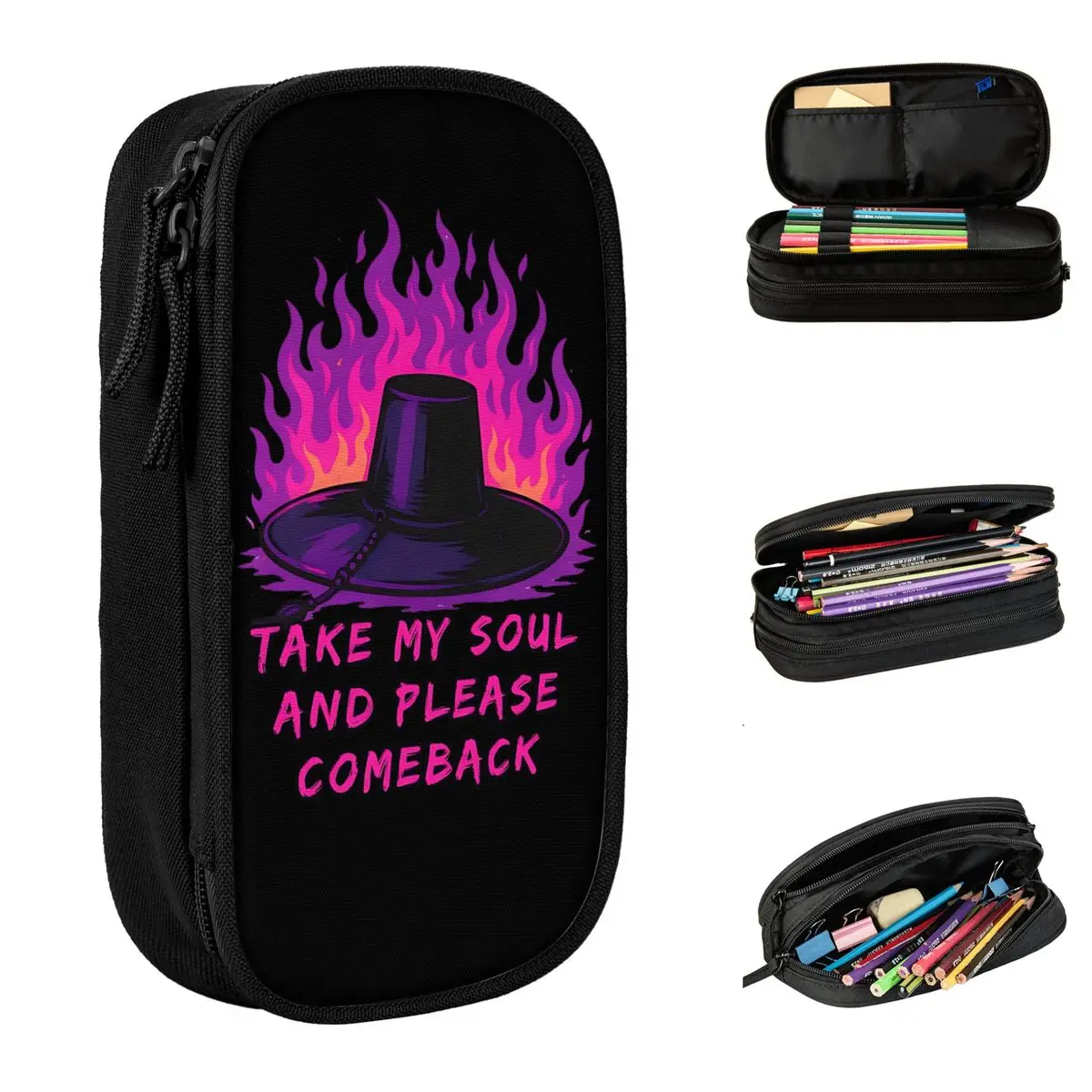 Saja Boys Take My Soul And Please Comeback Estuche para lápices Kpop Demon Hunters Estuche para bolígrafos Bolsas de almacenamiento grande Caja para lápices escolar para estudiantes