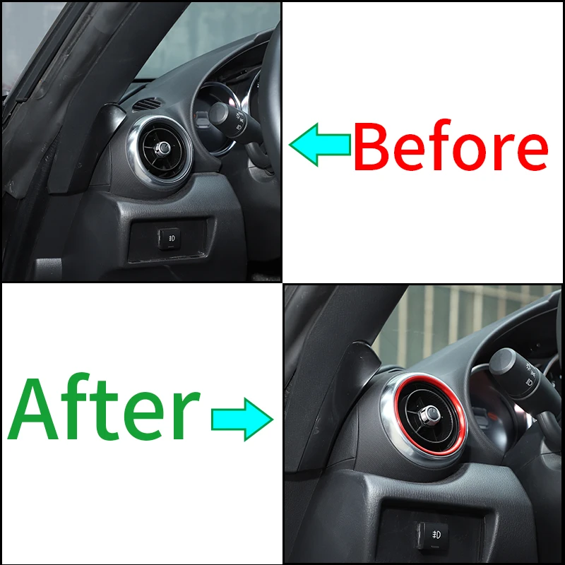 Red Aluminum AC Vent Ring Covers For Mazda MX-5 RF ND CX-3 Demio 3Pcs Set Stick-On Interior Dress Up Trim