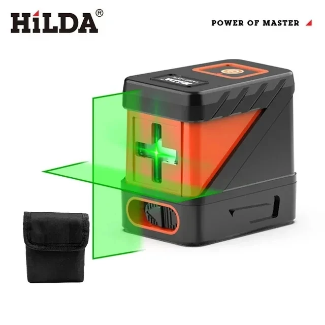Hilda 2 Lijnen Laser Niveau Zelfnivellerende Groene Stralen Laser Horizontaal Verticaal Kruislijn Mini Laserniveau