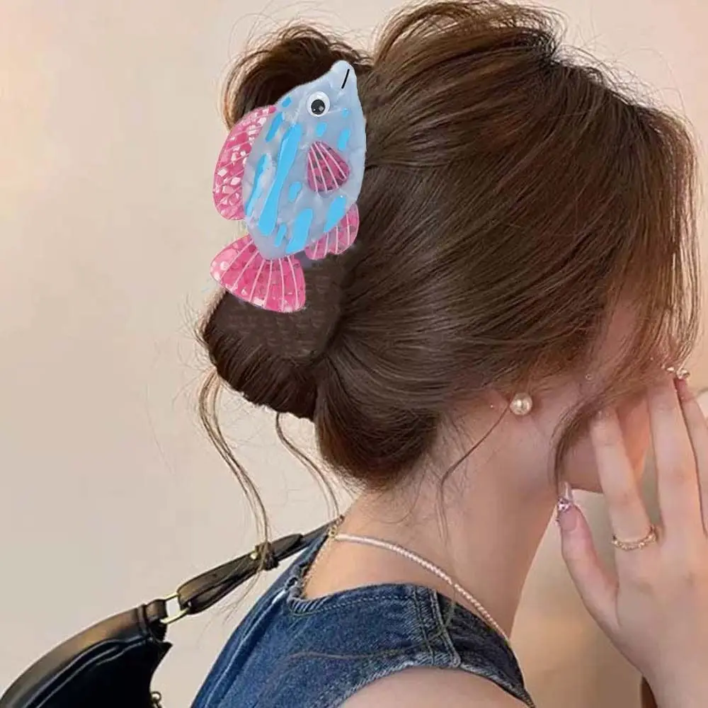 Creative Sweet Fish Hair Claw Starfish Contrast Color Conch Shark Clip Waterproof Headwear Acetic Acid Hair Claw Female