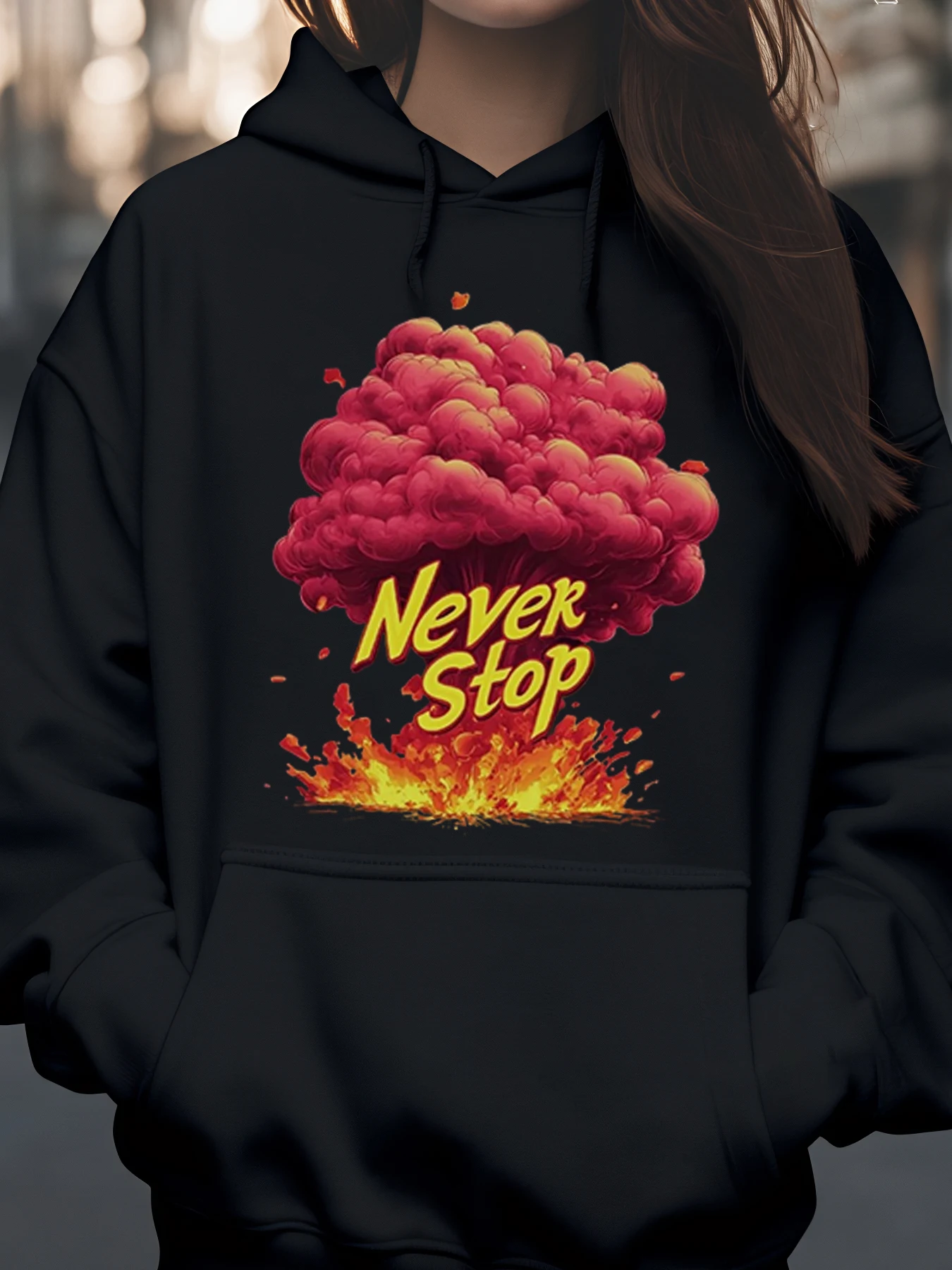 

Толстовка с принтом Never Stop Explosion для повседневной одежды, уличная мода унисекс